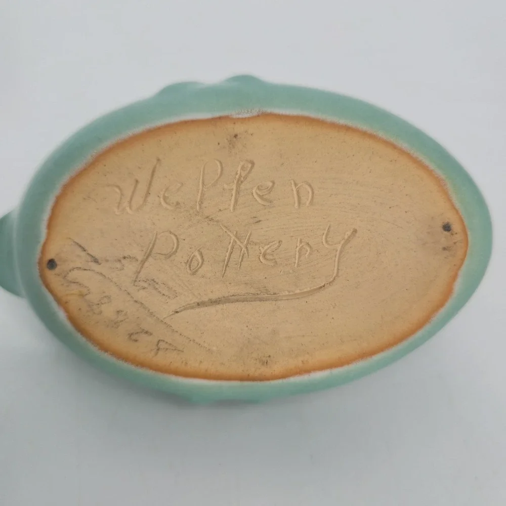 Weller Pottery Duck Pin Tray Turquoise Green Art Pottery 1930s Signed Vintage
